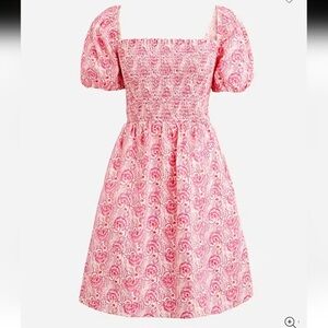 J. Crew Puff Sleeve Smocked Mini Dress Size